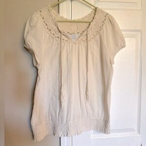 Cream Lace Trim Junior’s Top